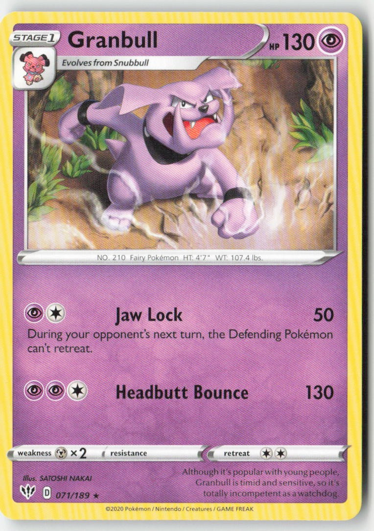 Granbull 71/189 Regular Darkness Ablaze Moderately Played