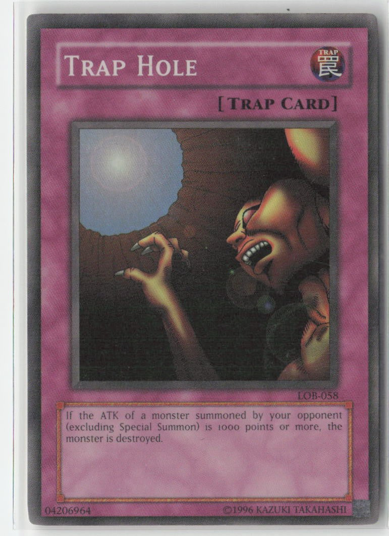 Trap Hole LOB-058 Unlimited Super Rare Moderately Played, Front