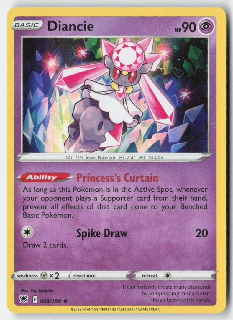Diancie 068/189 Holo Astral Radiance Moderately Played, Front