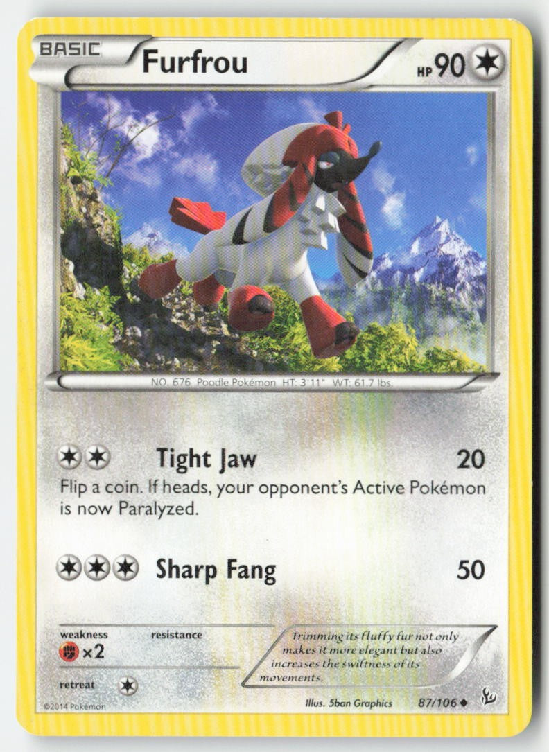 Furfrou 87/106 Regular Flashfire Moderately Played