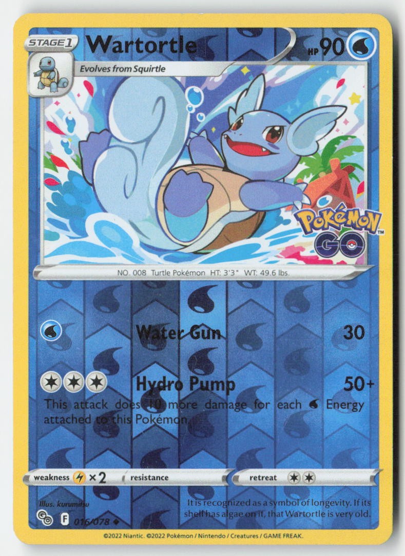 Wartortle 016/78 Reverse Holo Pokémon GO Moderately Played