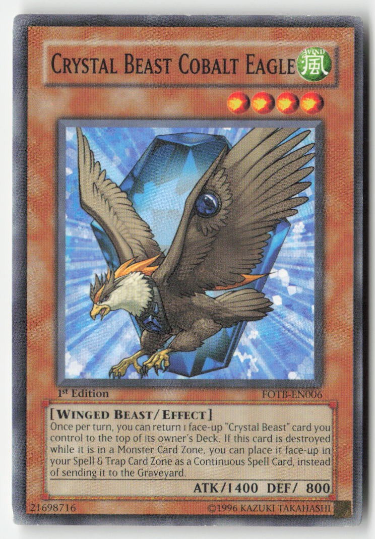 Crystal Beast Cobalt Eagle FOTB-EN006 1st Edition Common Moderately Played