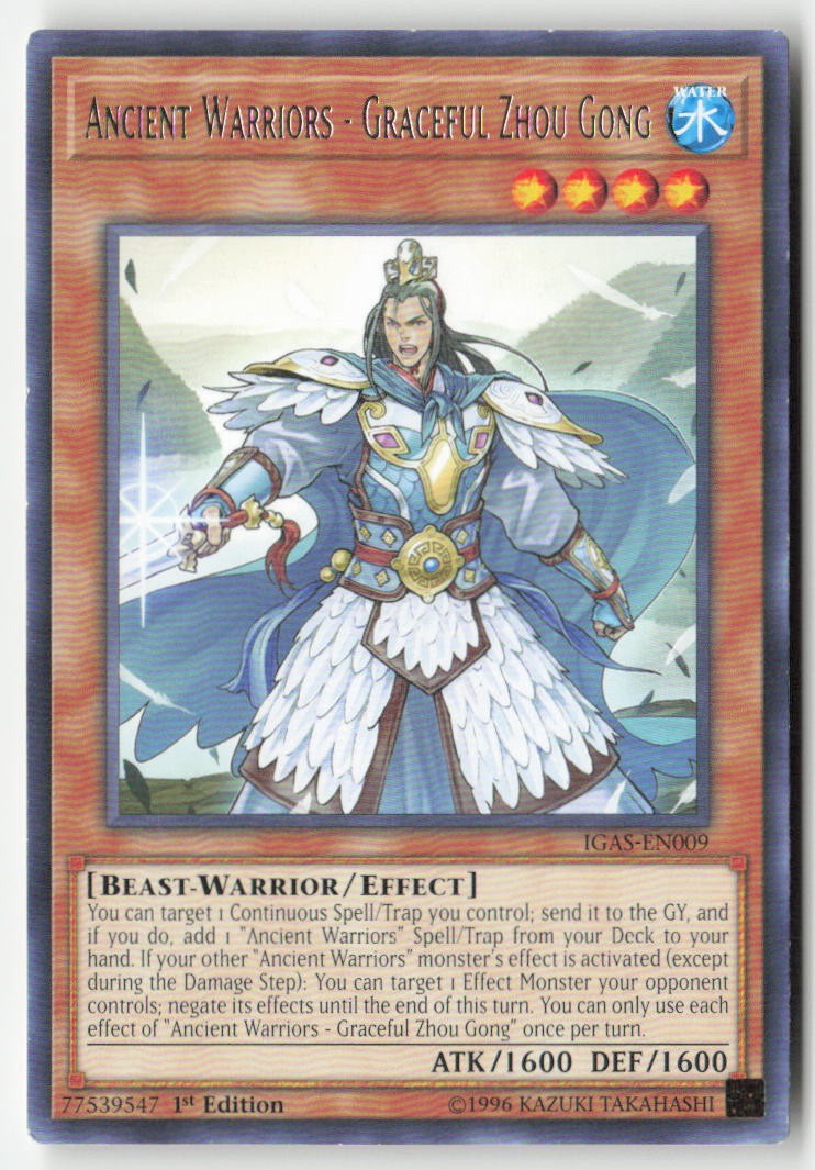 Ancient Warriors - Graceful Zhou Gong IGAS-EN009 1st Edition Rare Moderately Played
