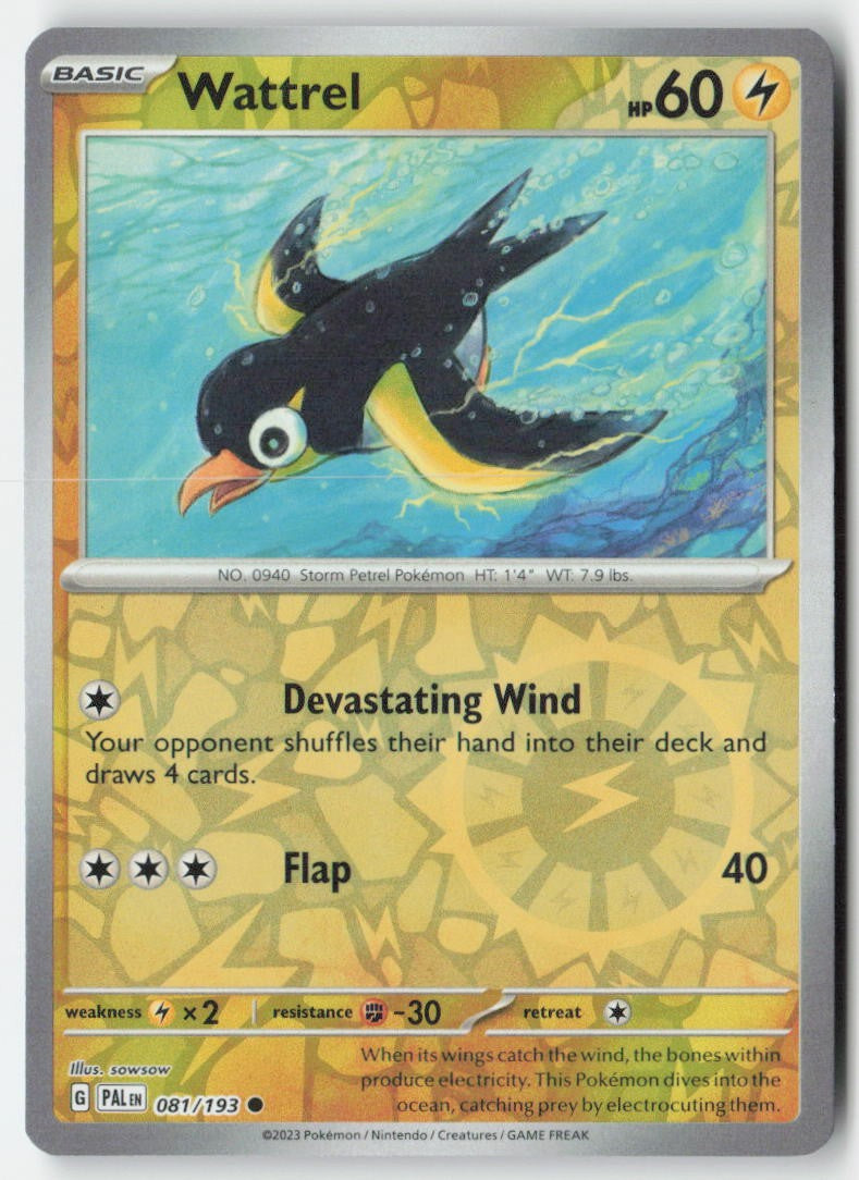 Wattrel 081/193 Reverse Holo Paldea Evolved Moderately Played
