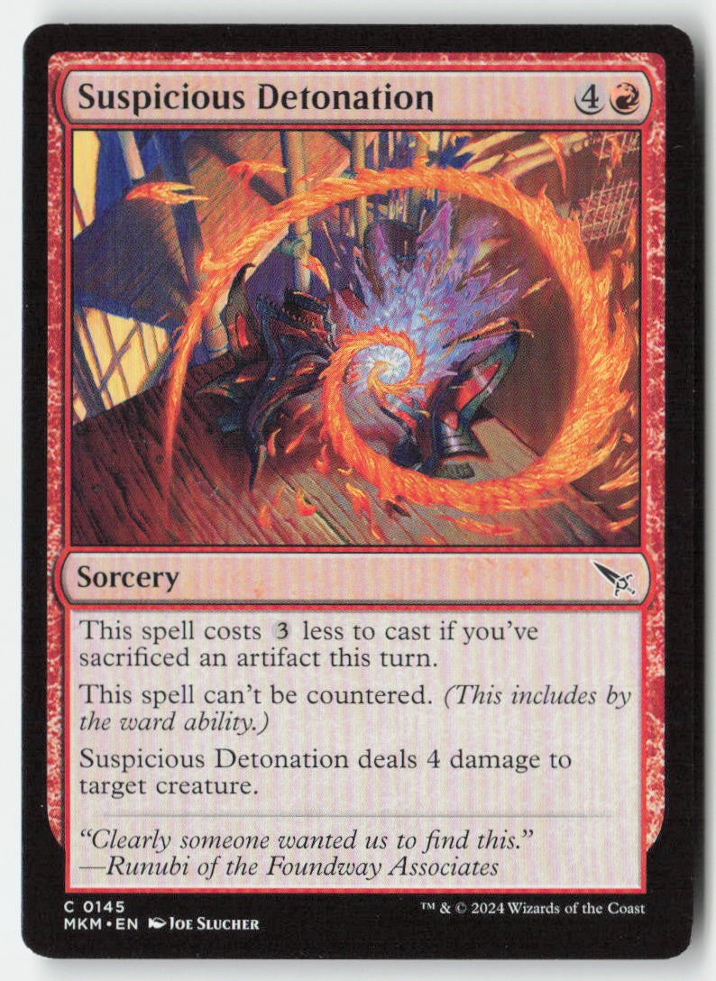 Suspicious Detonation MKM 145 Common Moderately Played, Front