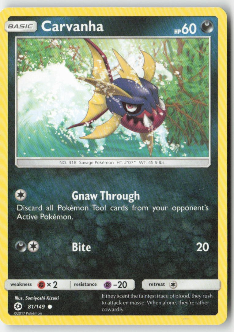 Carvanha 81/149 Regular Sun & Moon Moderately Played
