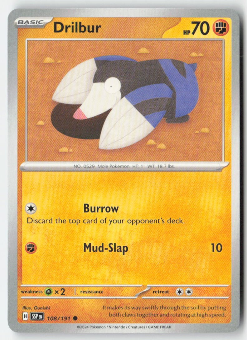 Drilbur 108/191 Regular Surging Sparks Moderately Played