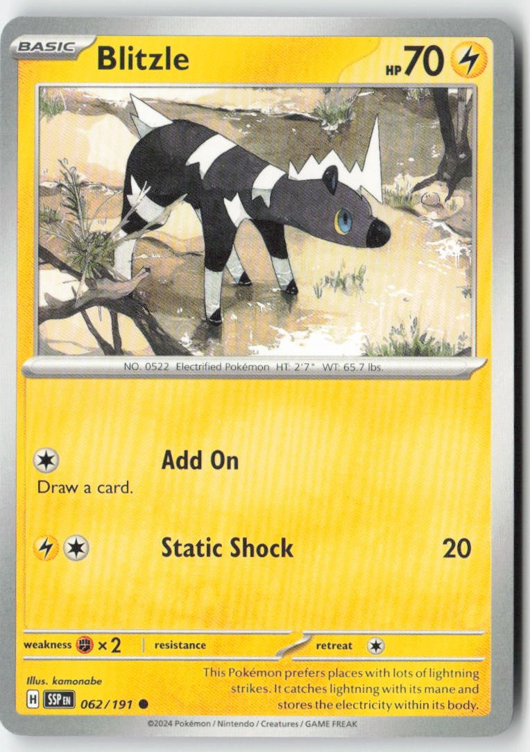 Blitzle 062/191 Regular Surging Sparks Moderately Played, Front