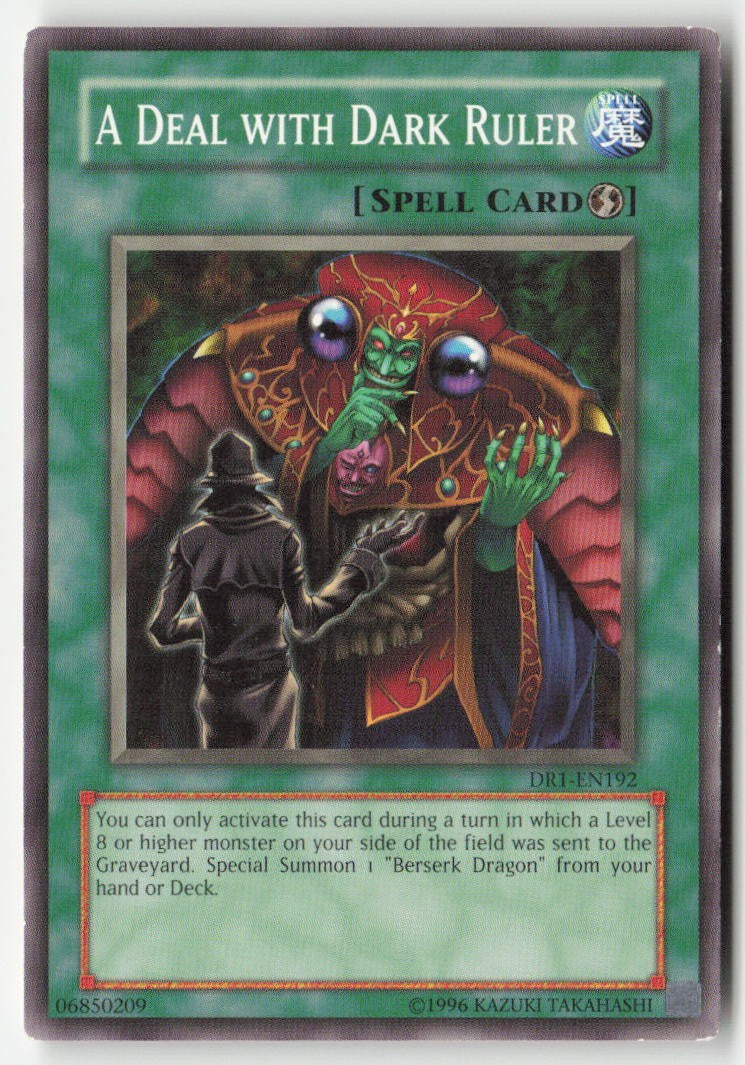 A Deal with Dark Ruler DR1-EN192 Unlimited Common Moderately Played, Front