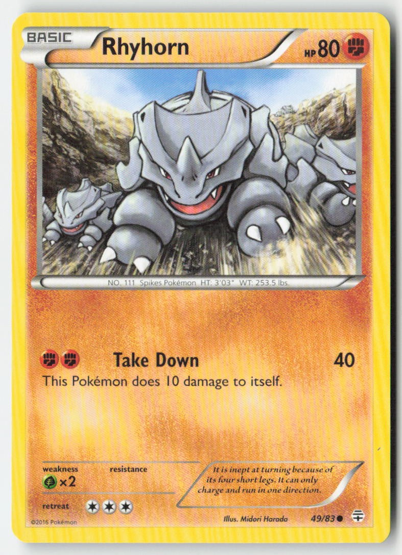 Rhyhorn 49/83 Regular Generations Moderately Played
