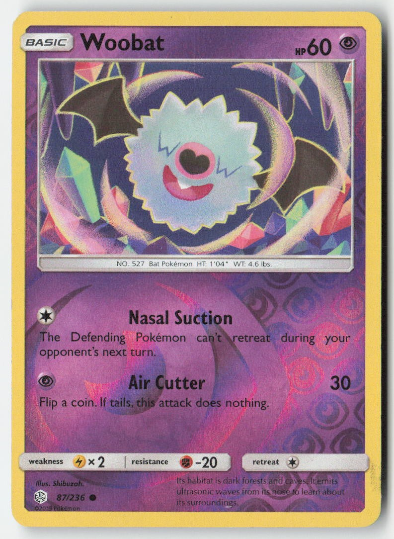 Woobat 87/236 Reverse Holo Cosmic Eclipse Moderately Played