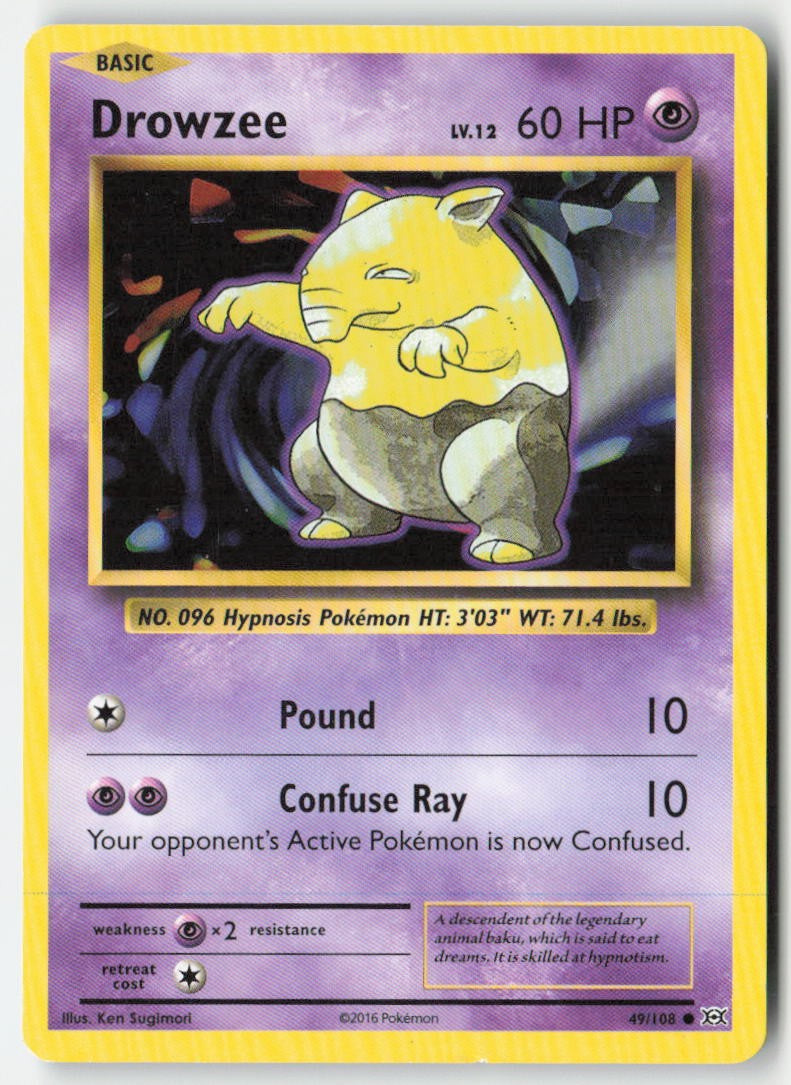 Drowzee 49/108 Regular Evolutions Moderately Played, Front