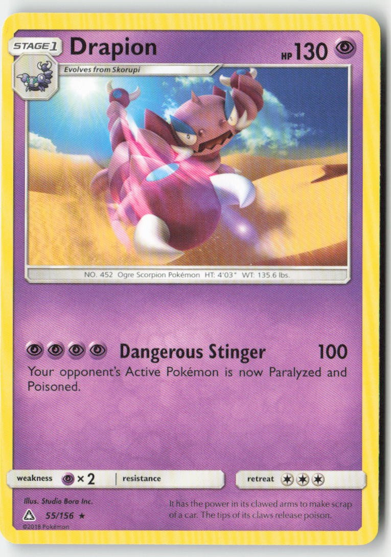 Drapion 55/156 Regular Ultra Prism Moderately Played, Front