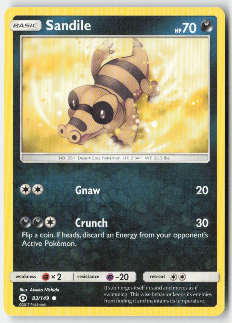 Sandile 83/149 Regular Sun & Moon Moderately Played, Front