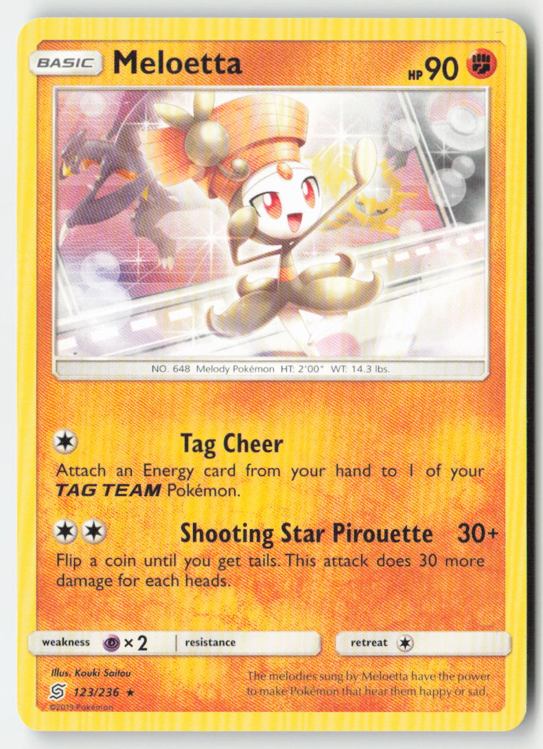 Meloetta 123/236 Regular Unified Minds Moderately Played, Front