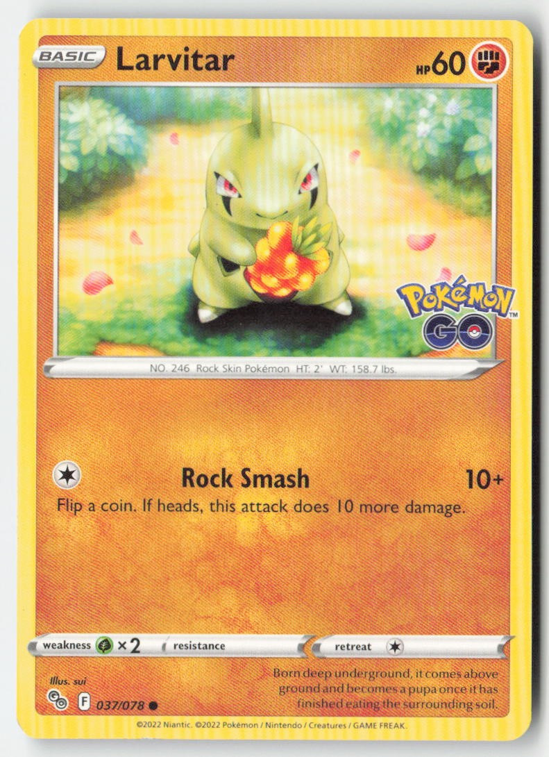 Larvitar 037/78 Regular Pokémon GO Moderately Played, Front
