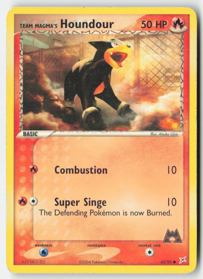 Team Magma's Houndour 62/95 Regular Team Magma vs Team Aqua Moderately Played, Front