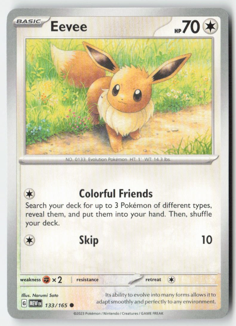 Eevee 133/165 Regular 151 Moderately Played