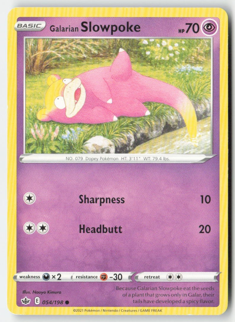 Galarian Slowpoke 54/198 Regular Chilling Reign Moderately Played, Front