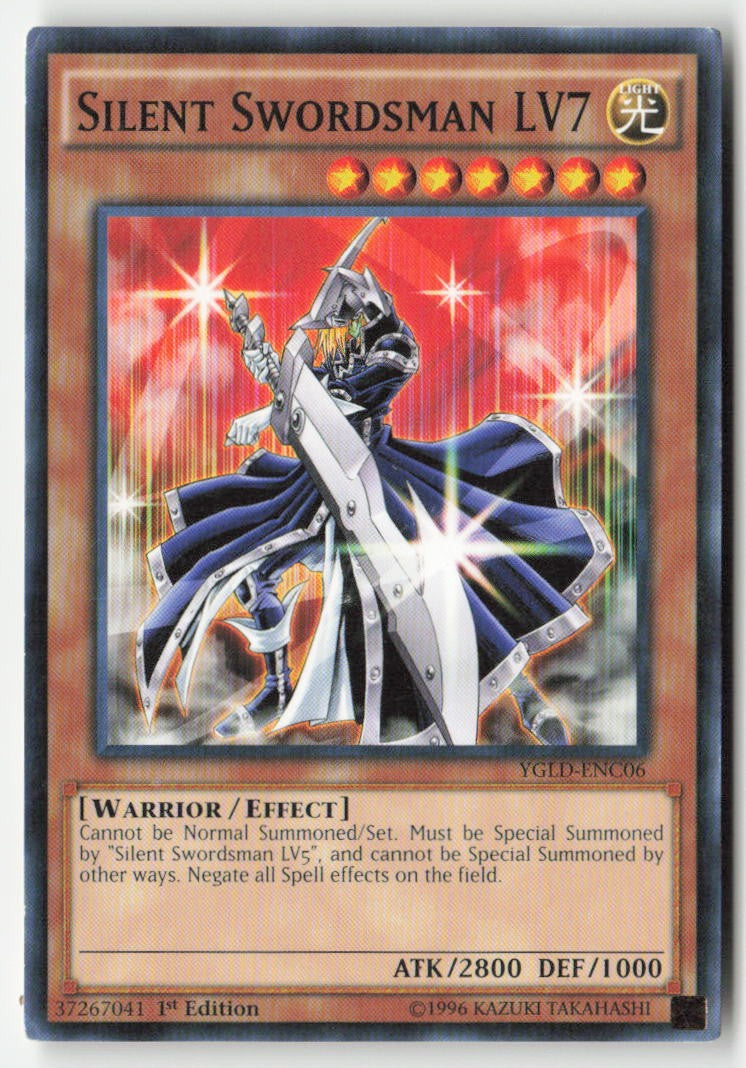 Silent Swordsman LV7 YGLD-ENC06 1st Edition Common Moderately Played, Front