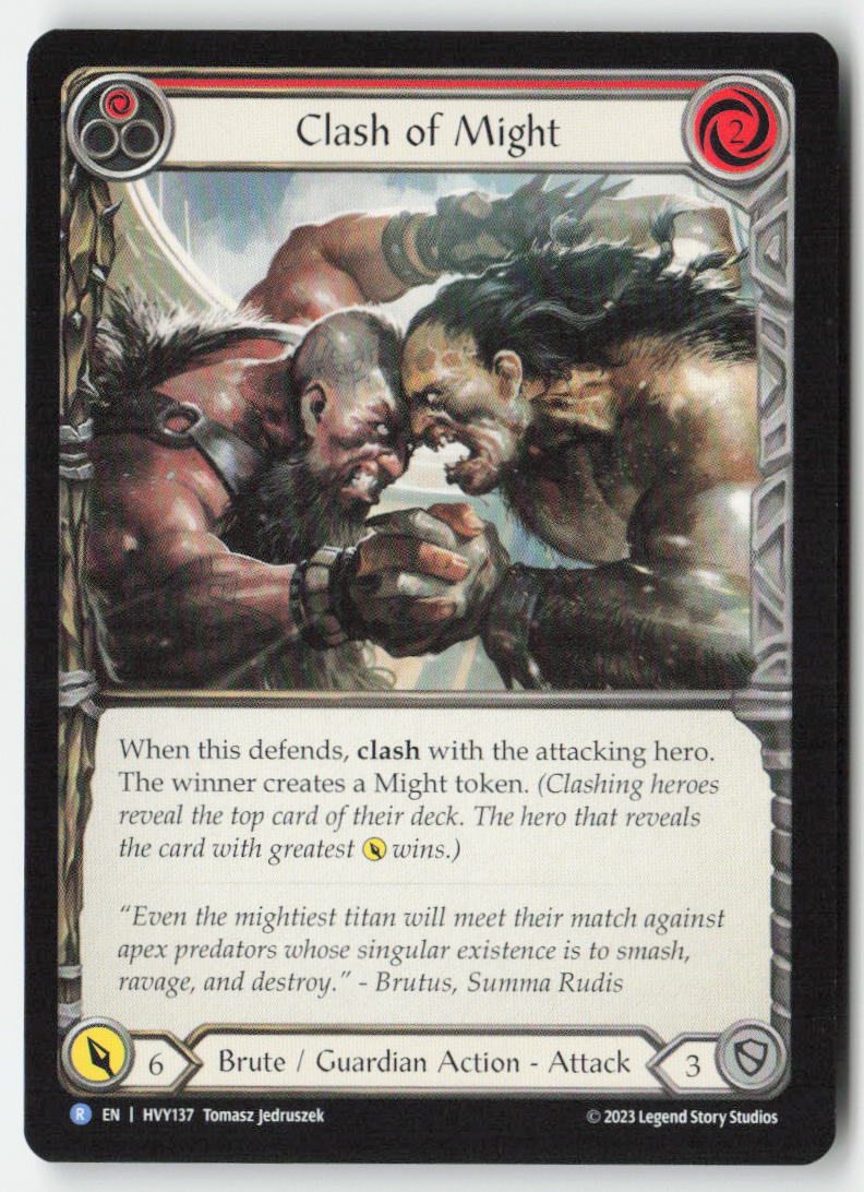 Clash of Might (Red) #HVY137 - Heavy Hitters - Flesh and Blood - Rare - Near Mint