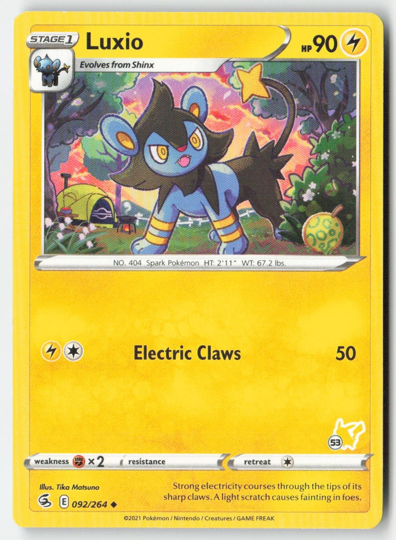 Luxio (#53 Pikachu Stamped) 092/264 Regular Battle Academy 2022 Moderately Played, Front