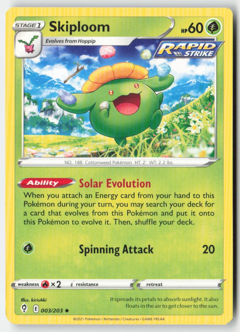 Skiploom 3/203 Regular Evolving Skies Moderately Played, Front
