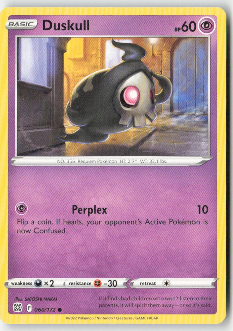 Duskull 060/172 Regular Brilliant Stars Moderately Played, Front