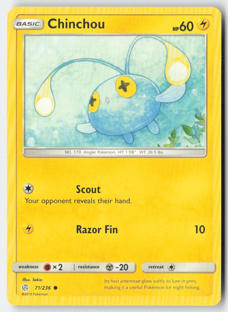 Chinchou 71/236 Regular Cosmic Eclipse Moderately Played, Front