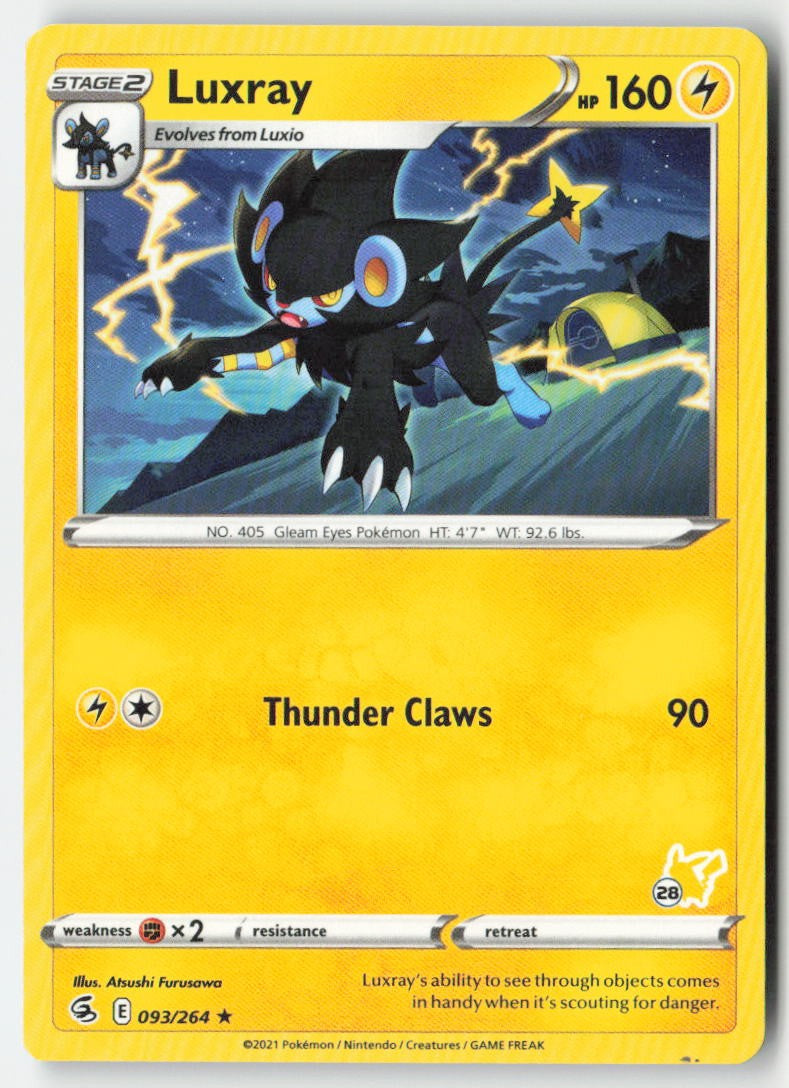 Luxray (#28 Pikachu Stamped) 093/264 Regular Battle Academy 2022 Moderately Played