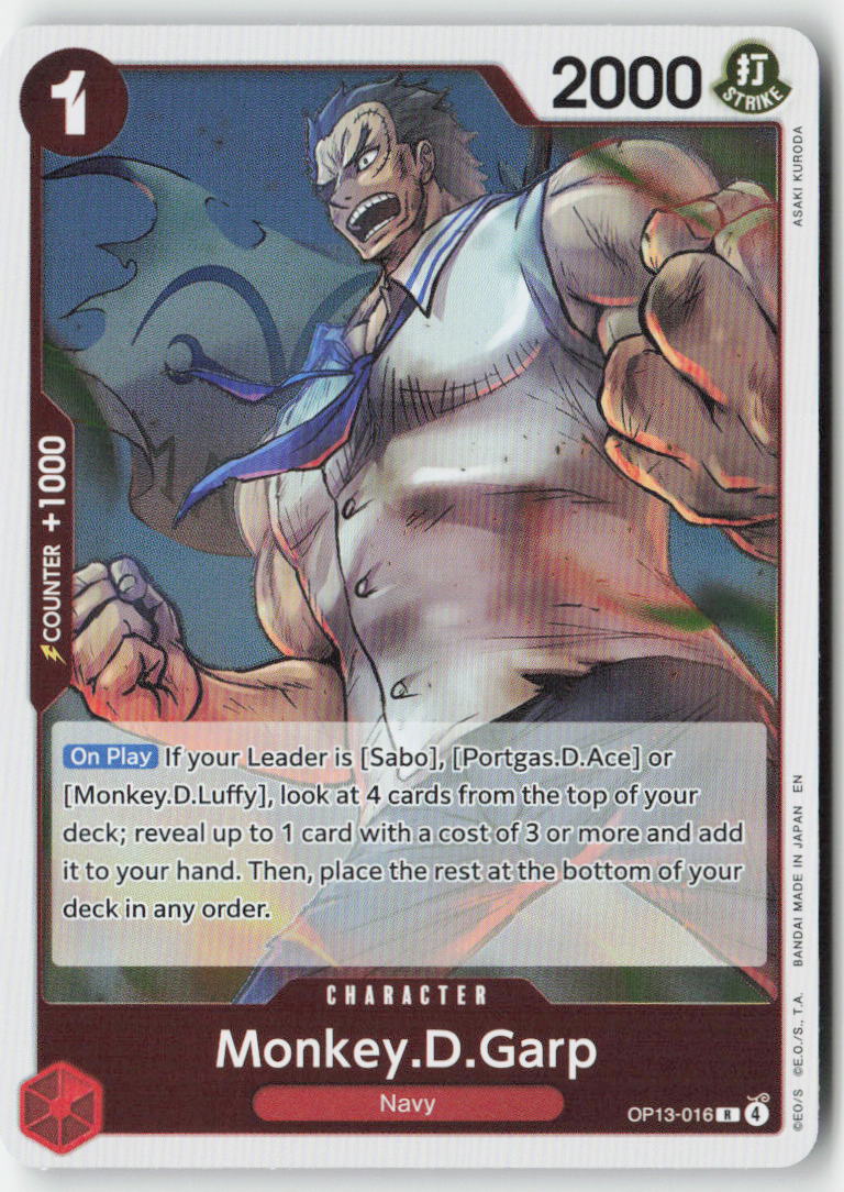 Monkey.D.Garp OP13-016 Foil Rare Lightly Played, Front