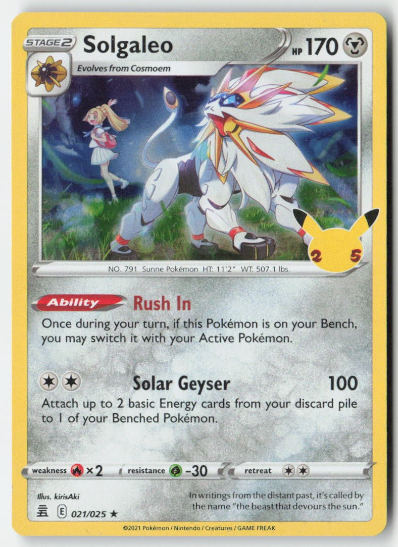 Solgaleo 21/25 Holo Celebrations Moderately Played