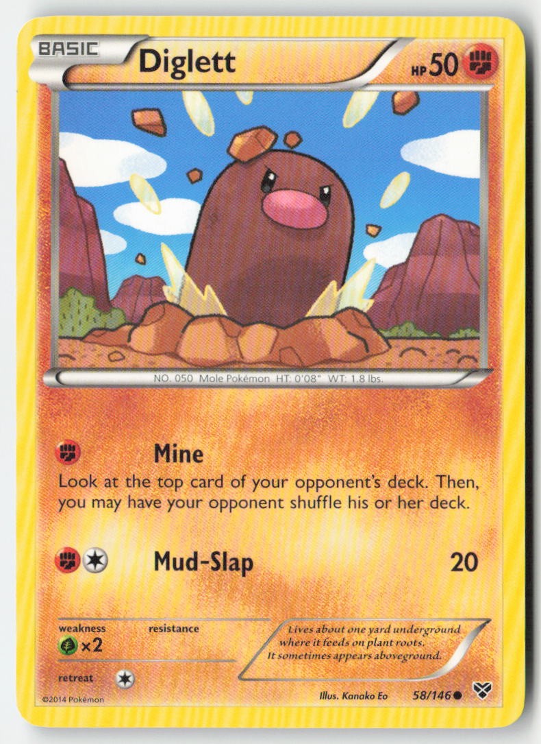 Diglett 58/146 Regular XY Moderately Played