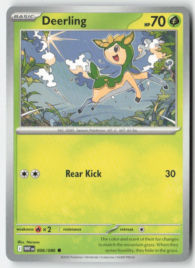Deerling 006/86 Regular White Flare Moderately Played, Front