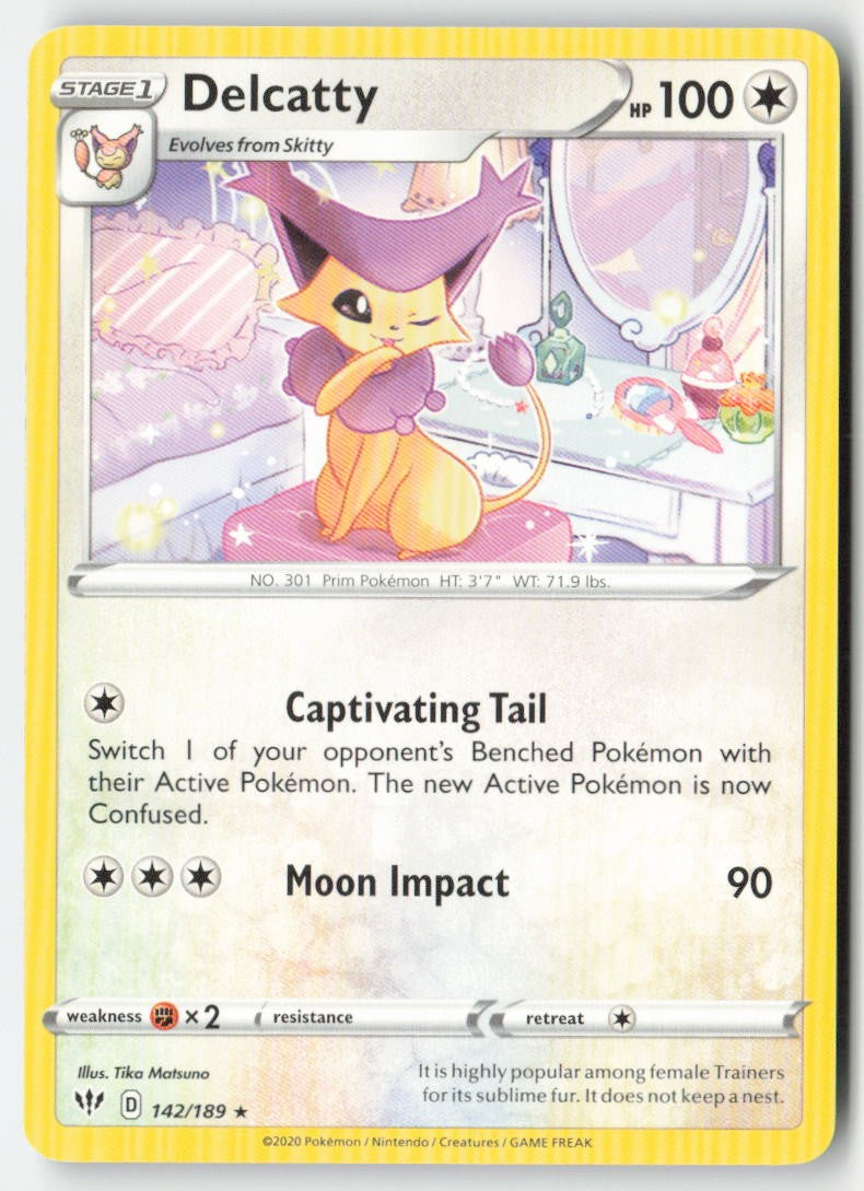 Delcatty 142/189 Regular Darkness Ablaze Moderately Played, Front