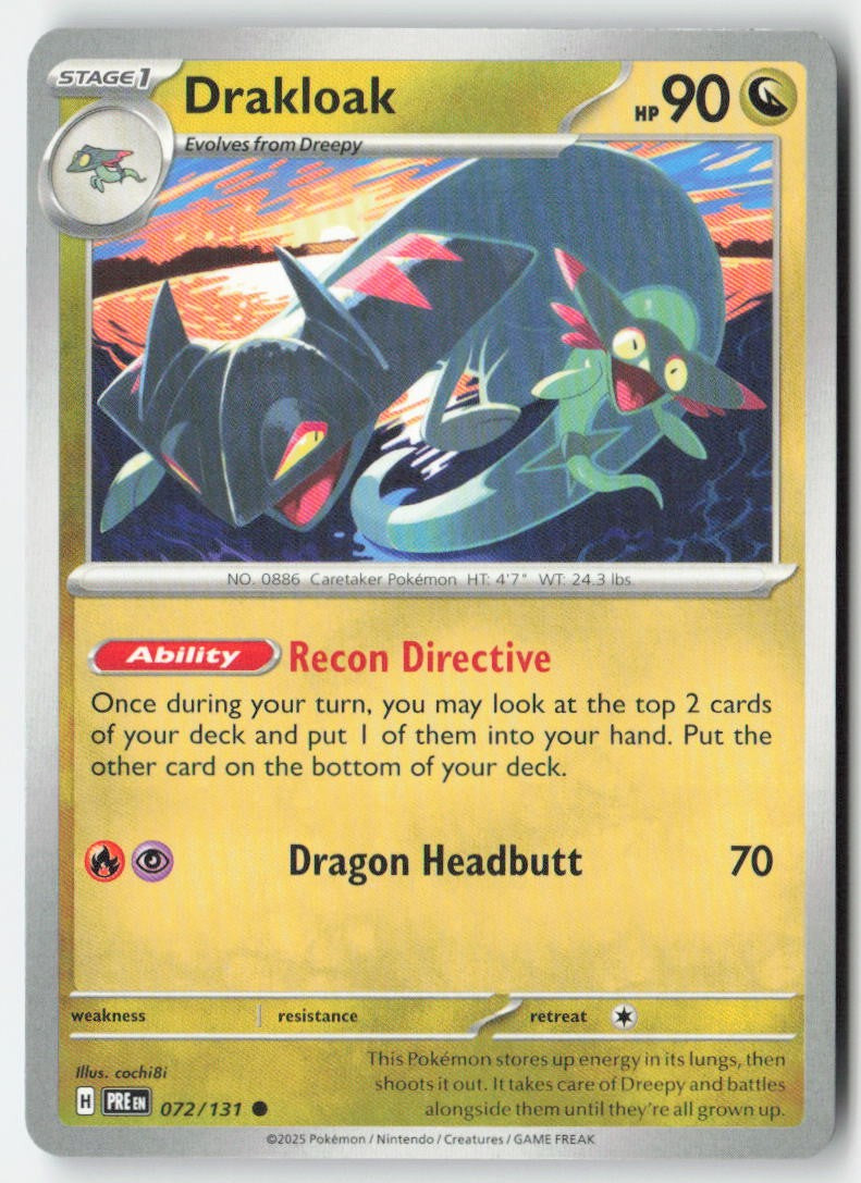 Drakloak 072/131 Regular Prismatic Evolutions Moderately Played