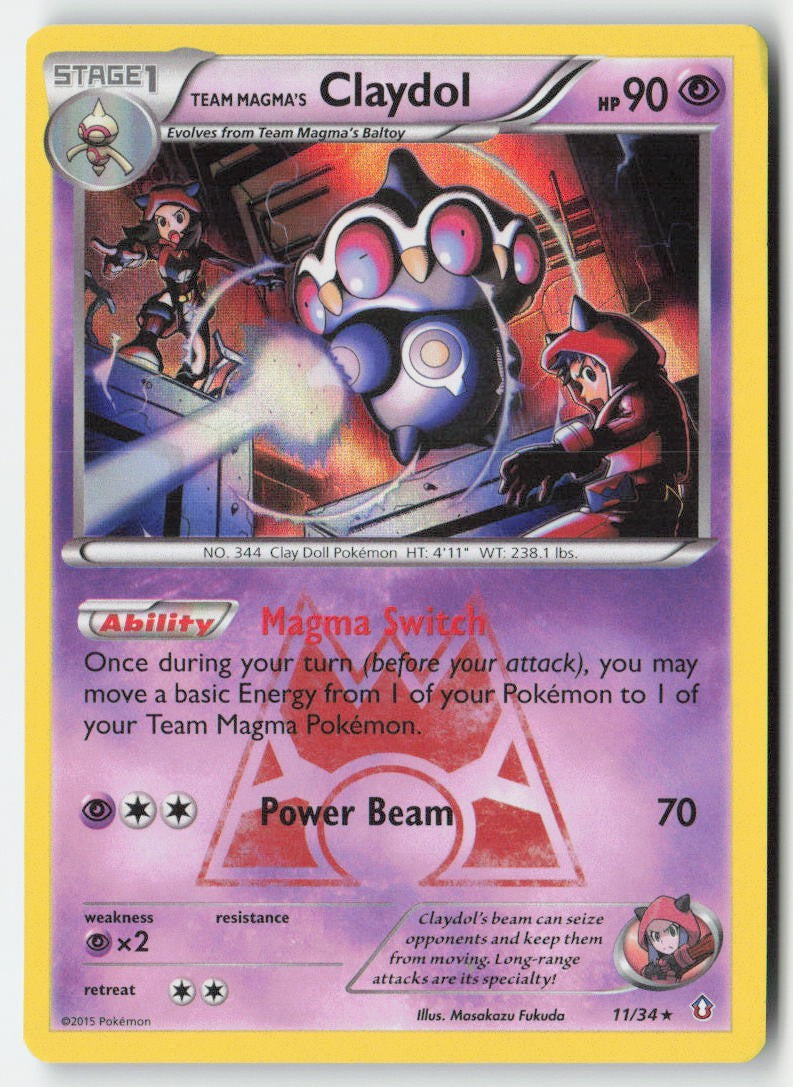 Team Magma's Claydol 11/34 Holo Double Crisis Moderately Played