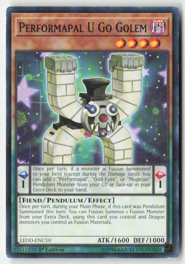 Performapal U Go Golem LEDD-ENC10 1st Edition Common Moderately Played, Front