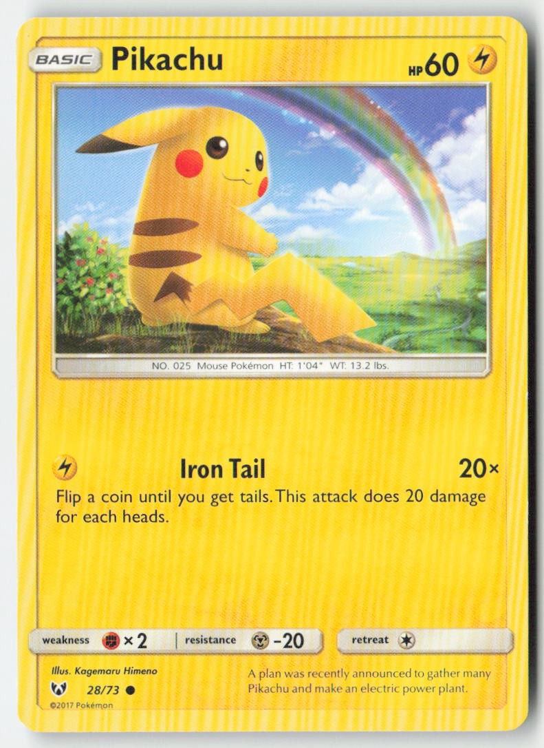 Pikachu 28/73 Regular Shining Legends Moderately Played