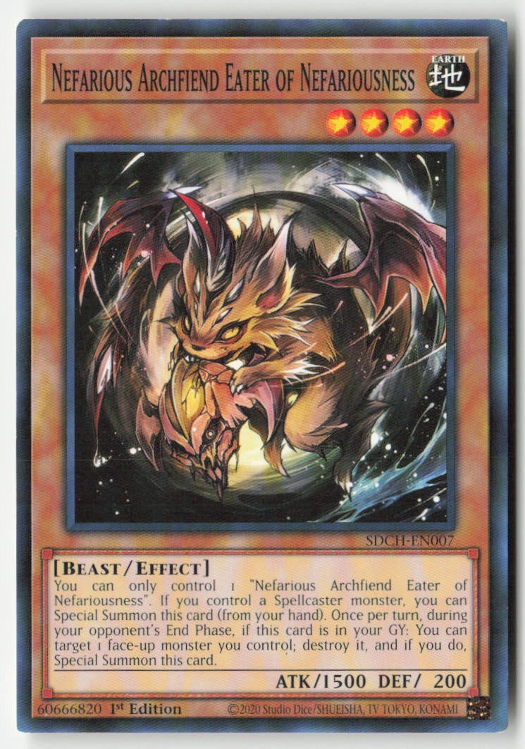 Nefarious Archfiend Eater of Nefariousness SDCH-EN007 1st Edition Common Moderately Played