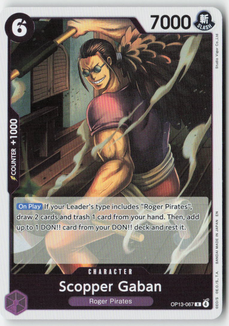Scopper Gaban OP13-067 Foil Rare Lightly Played, Front