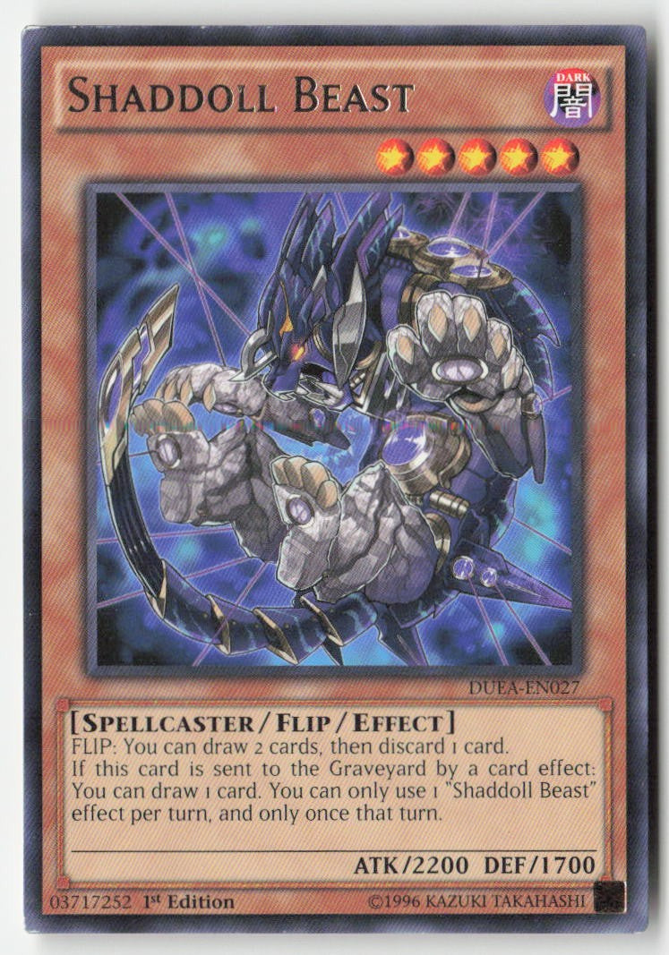 Shaddoll Beast DUEA-EN027 1st Edition Rare Moderately Played, Front