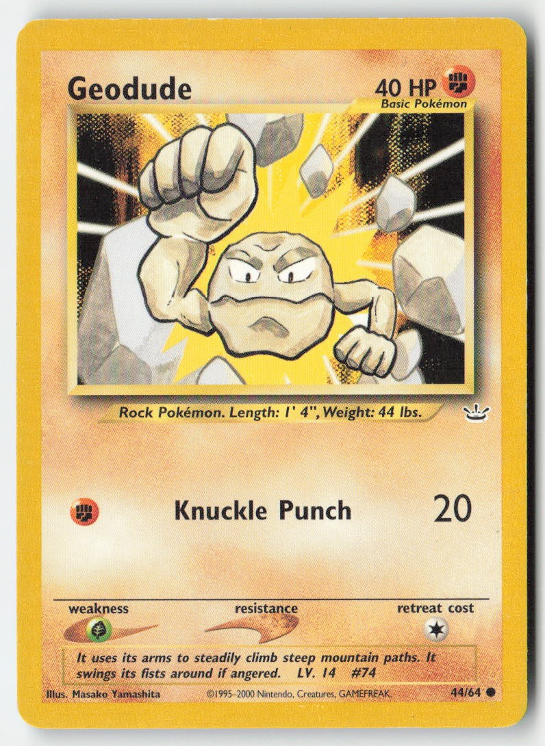 Geodude 44/64 Regular Neo Revelation Moderately Played, Front
