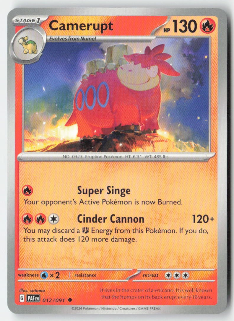 Camerupt 012/91 Regular Paldean Fates Moderately Played
