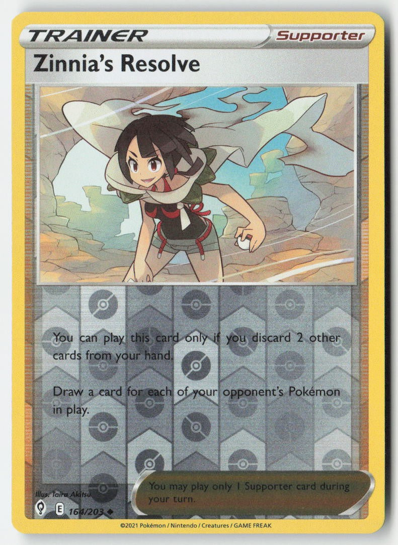 Zinnia's Resolve 164/203 Reverse Holo Evolving Skies Moderately Played, Front