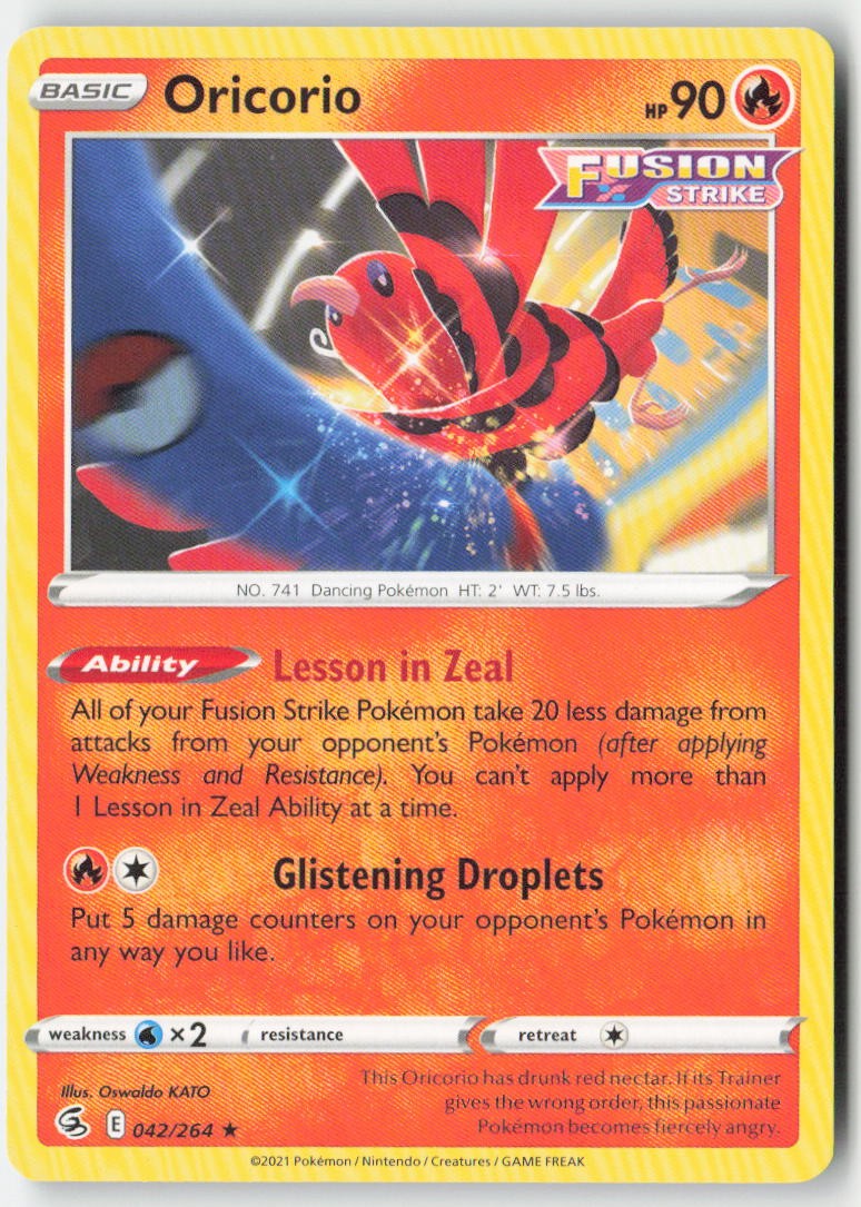 Oricorio 42/264 Regular Fusion Strike Moderately Played