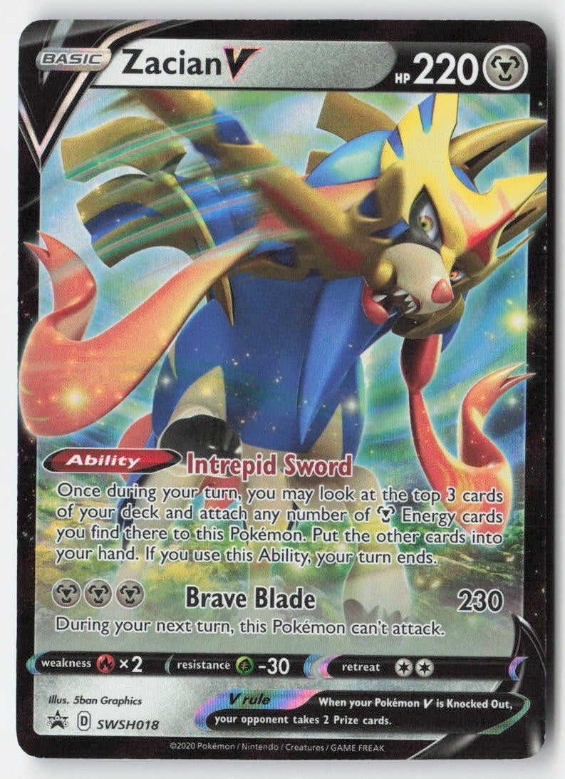Zacian V SWSH018 Holo SWSH Black Star Promos Moderately Played, Front
