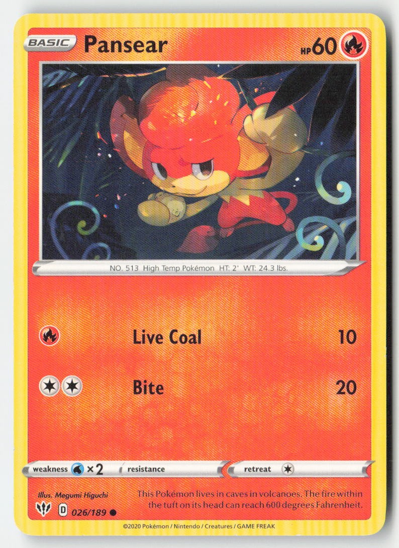 Pansear 26/189 Regular Darkness Ablaze Moderately Played