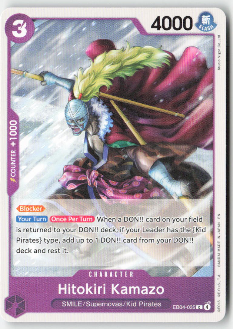 Hitokiri Kamazo (OP14 Reprint) EB04-035 Normal Common Lightly Played, Front
