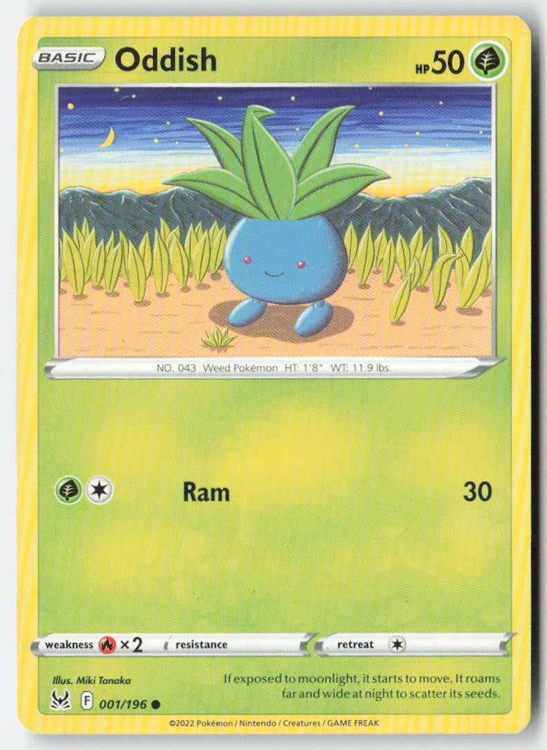 Oddish 001/196 Regular Lost Origin Moderately Played